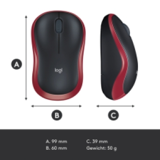 Logitech M185 - Optisch - Rood